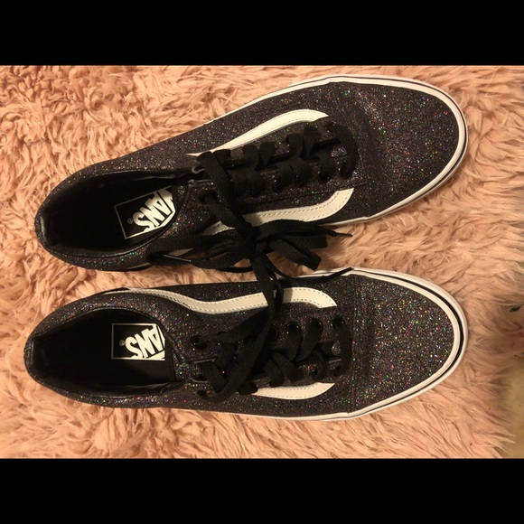 girls black glitter vans